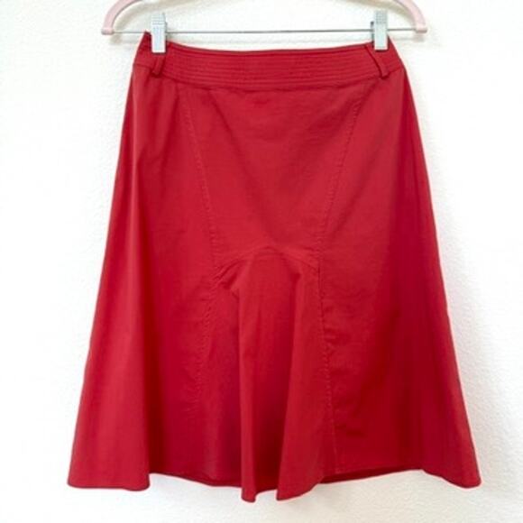 Weekend Max Mara Button Front A-Line Skirt Red Cotton Blend Italy US 6 - Picture 5 of 5